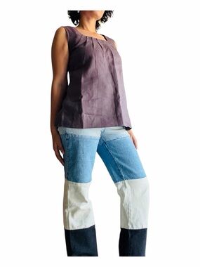 ★ Boden 100% Linen Elevated Basic Seasonal Staple Sleeveless Blouse Gray 12 ★
